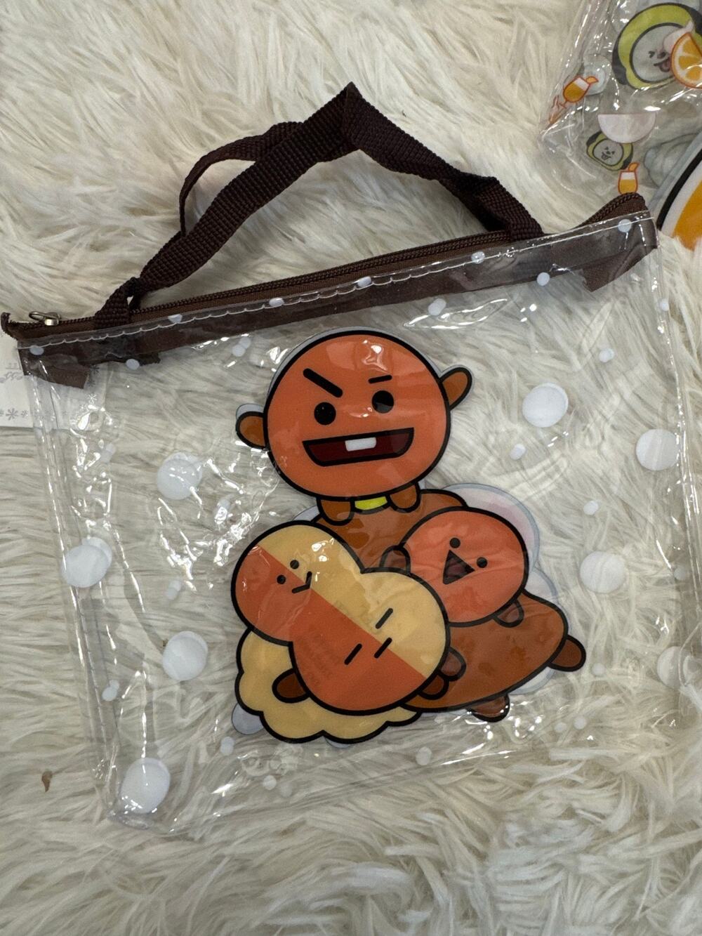 BT21 Shooky clear makeup pencil pouch bag with zipper handle
